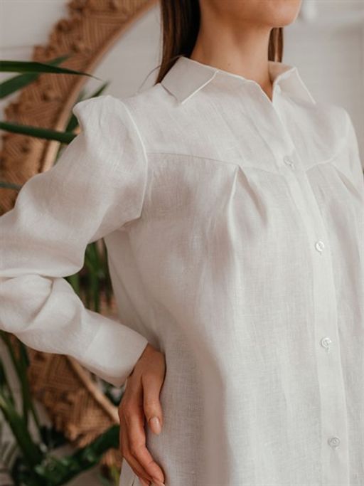 Блузка льняная женская 104Ш белый - Волтри фото 3