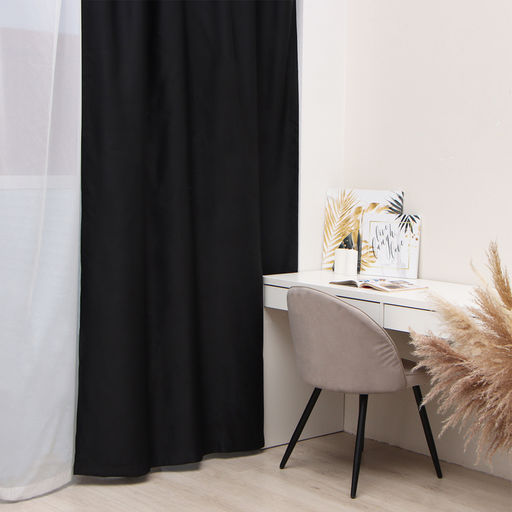 Штора портьерная «Этель», 130×300 см, черный, блэкаут