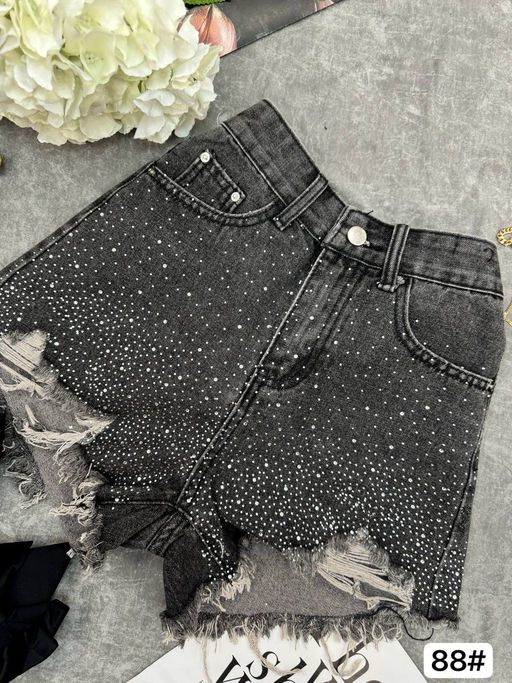 Джинсовые шорты в стразах - Ksa фото 3