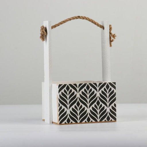 Кашпо деревянное, 15128.5(25) см Пауль и Любовь. Орнамент №1, с принтом - Дарим красиво фото 2