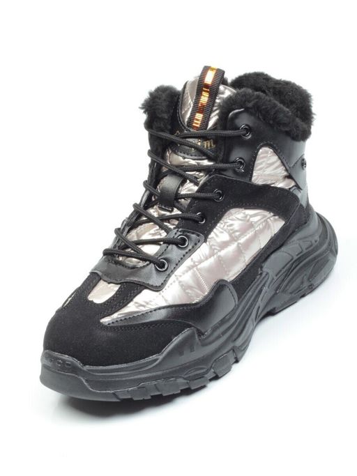 04-8524-3 BLACK Ботинки женские зимние (искусственные материалы) - Фабричный китай фото 2