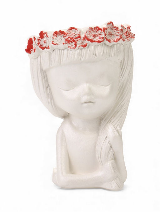 Декоративное кашпо для цветов Девушка с косой, 80 мл, 11?8?8 см, гипс, белое - Хорошие сувениры фото 2