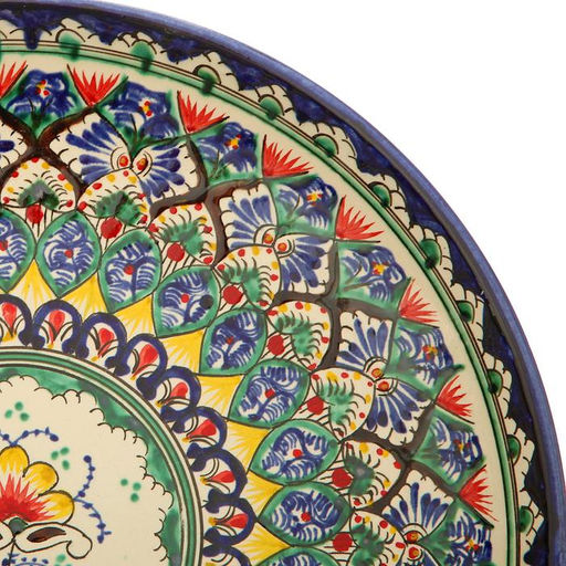 Ляган узбекский Риштанская керамика "Узоры" для плова, 31 см, синий