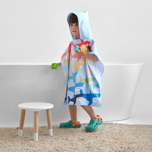 Полотенце-пончо детское махровое Крошка Я Акулы 60х120 см, 50% хл, 50% пэ  фото 7