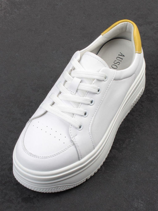 03-YC457-2 WHITE Кроссовки женские (натуральная кожа) - Фабричный китай фото 7