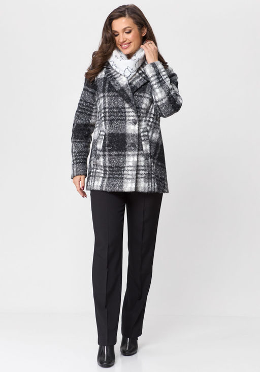 Пальто БелЭльСтиль 841 клетка серая  фото 100