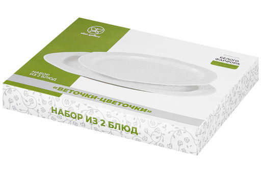 Набор 2 блюд 30,5*23*2 см и 25,5*19*2 см "Веточки-цветочки" овальное, фарфор
