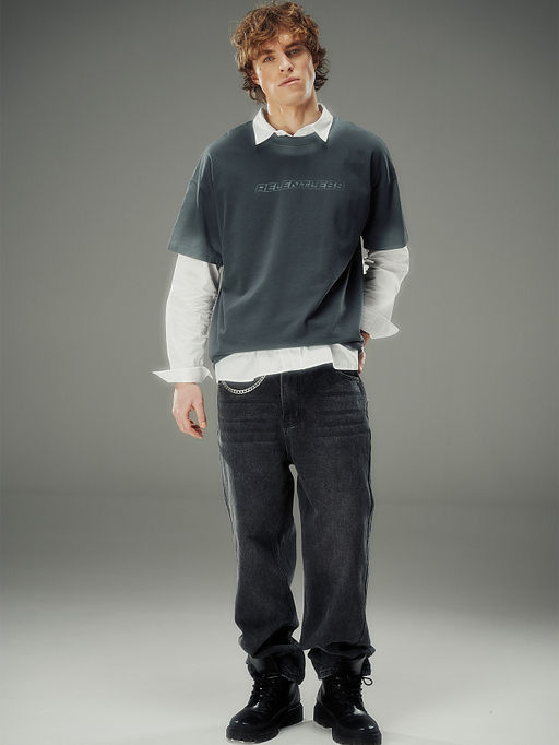 Футболка прямая мужская серая