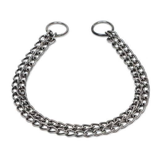 Ошейник - удавка металлический двухрядный, 45 см, толщина проволоки 2 мм, черный - Пижон фото 2