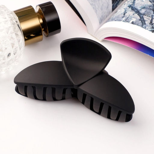 Цена за 12 шт. Крабик для волос «Матовый», лепестки трио, 9×4 см, чёрный