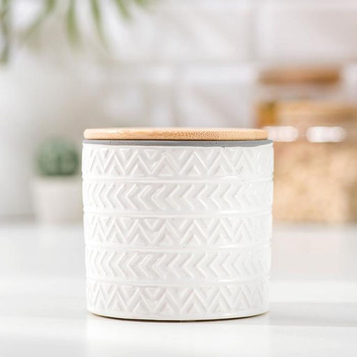 Банка керамическая для сыпучих продуктов Этника, 400 мл, цвет белый