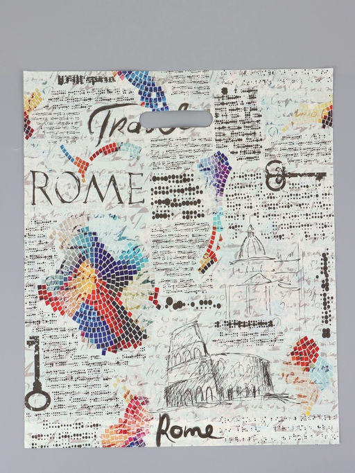 Цена за 50 шт. Пакет "Газета", полиэтиленовый с вырубной ручкой, 38 х 45 + 3 см, 50 мкм