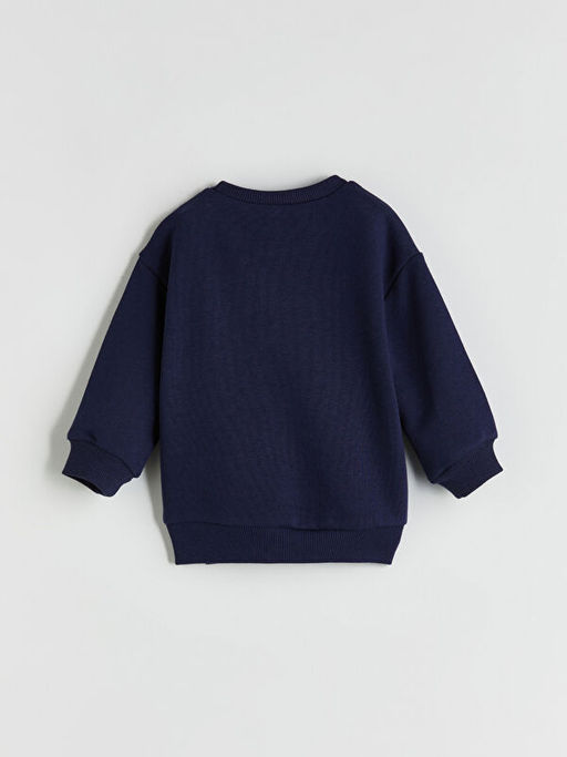 Bisiklet Yaka Bask?l? Erkek ?ocuk Sweatshirt