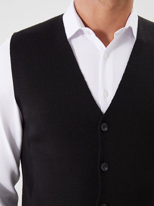 Standart Kal?p V Yaka Erkek Triko Yelek