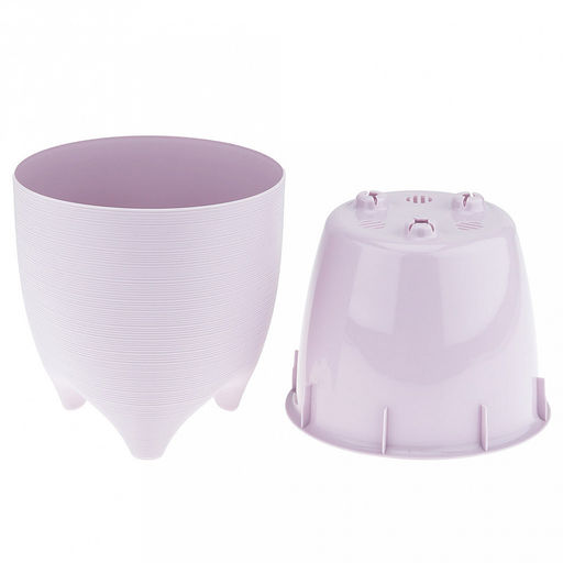 Горшок для цветов пластмассовый Де Коста 2,25л, д16см, h16см, со вставкой, на ножках, сиреневый (Россия) - Домашняя мода фото 3