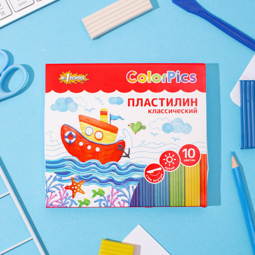 Пластилин клас.Комус Класс(№1 School) ColorPics набор 10 цв 200 г со стеком  фото 5