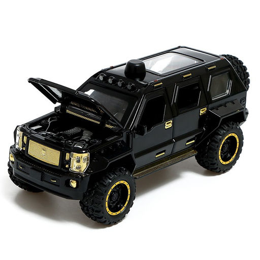 Джип металлический, 1:24, открываются двери, капот, багажник, инерция, цвет чёрный - Автоград фото 8