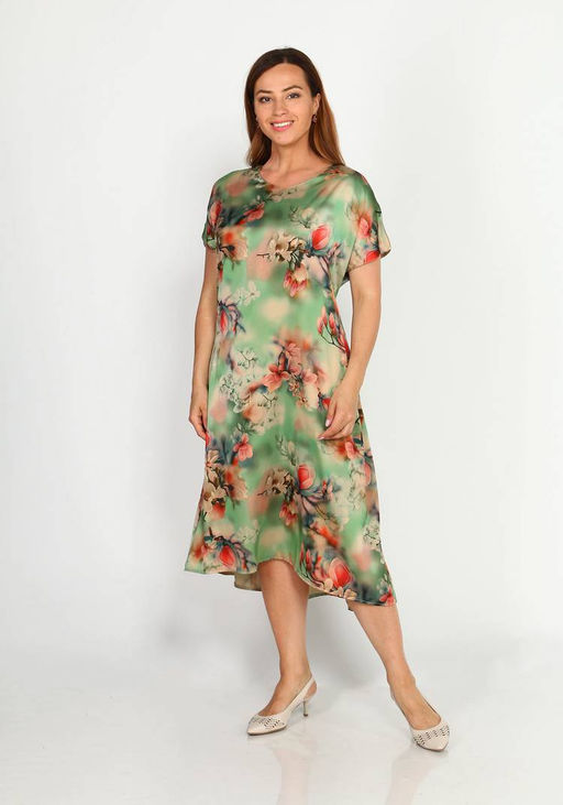 Платье с принтом свободного силуэта зеленый