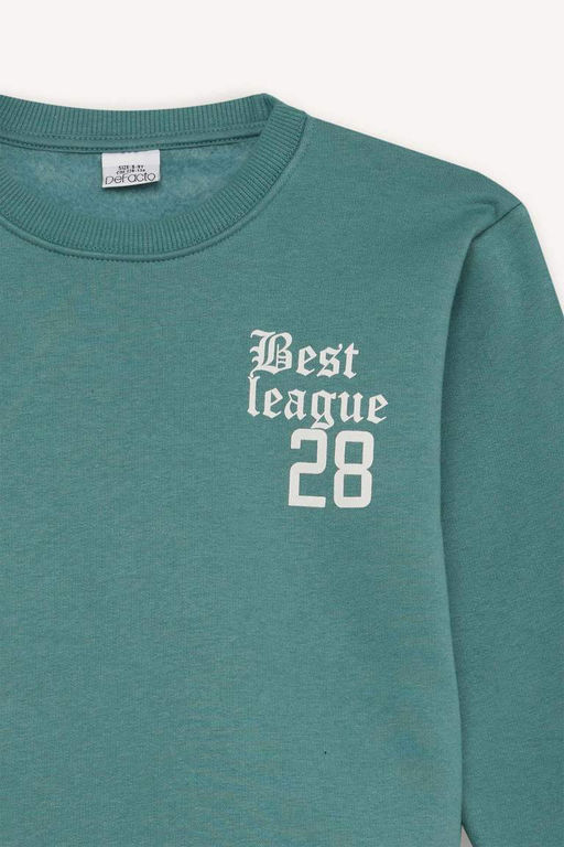 Толстый свитшот оверсайз для мальчиков с широким кроем и круглым вырезом сзади с принтом - Defacto фото 8