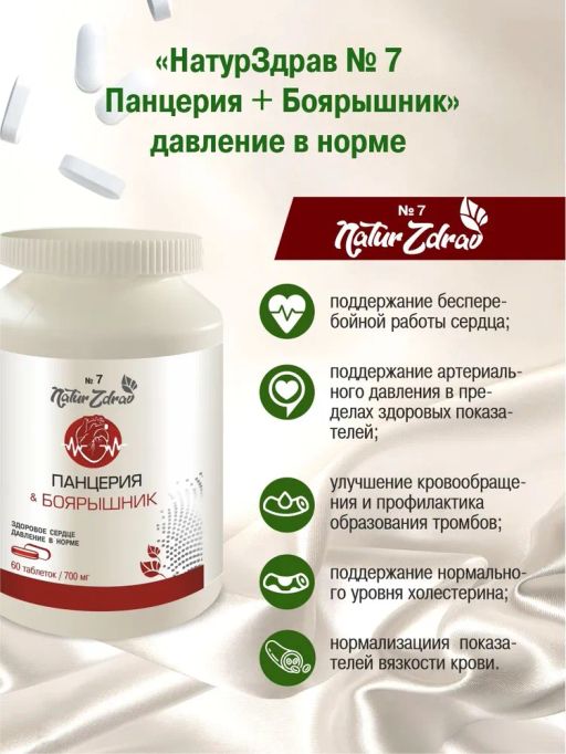 Концентрат №7 Панцерия+Боярышник Здоровое сердце-Давление в норме, банка ПЭТ, таблетки 60 шт. по 0,5 г - Ambrella фото 2