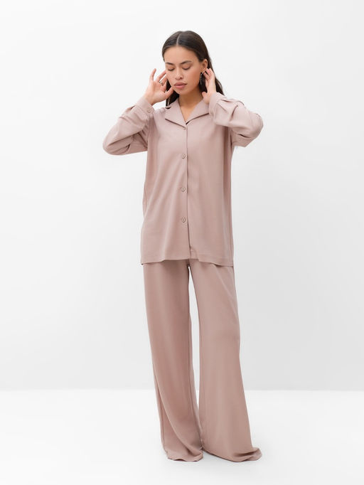 Костюм женский: рубашка, брюки, топ, KAFTAN Base, размер 42, пудровый