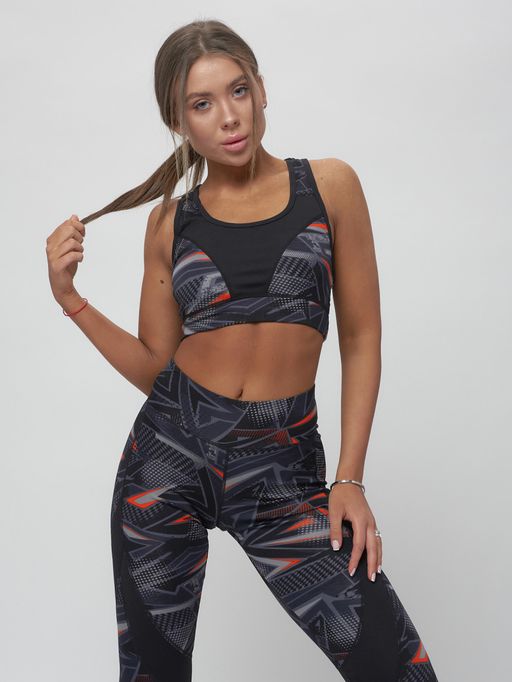 Костюм для фитнеса женский темно-серого цвета 2923TC - FUYOUKAI фото 5