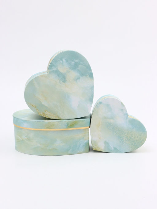 Набор подарочных коробок сердце 3 в 1, бирюзовый мрамор, 22?20?9; 18.5?17?7.5; 16?14?6 см