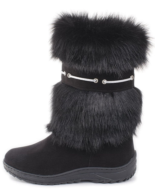 Унты женские на литой подошве., Черные.