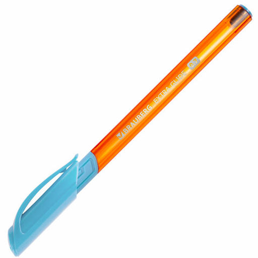 Цена за 3шт. Ручка шариковая масляная с грипом BRAUBERG "Extra Glide GT Sky Blue", СВЕТЛО-СИНЯЯ, игольчатый узел 0,7 мм, линия письма 0,35 мм