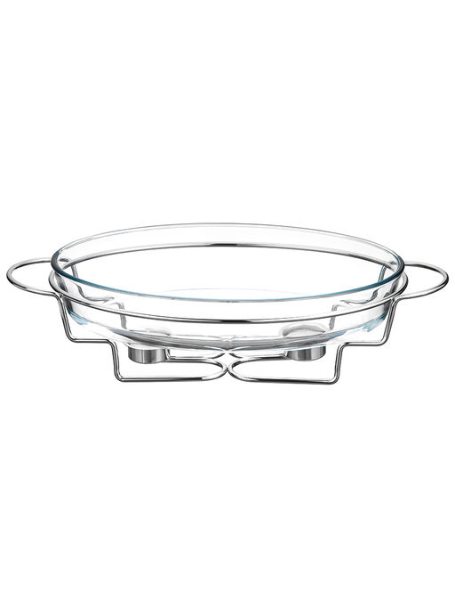 Мармит 3 л 43,5*24,5*19 см "Овальный" с крышкой из нержавеющей стали, на подставке, стекло