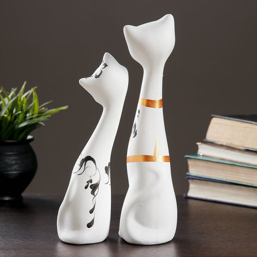 Набор фигурок керамика Love Коты, 2 шт., белые, 7?9?29 см