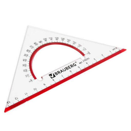 Треугольник пластиковый, угол 45, 13 см, BRAUBERG "Crystal", Цена за 4шт.