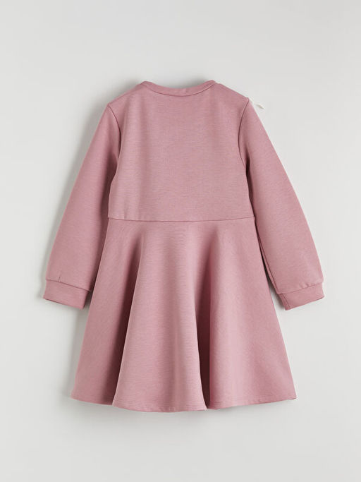 Bisiklet Yaka Bask?l? K?z ?ocuk Elbise