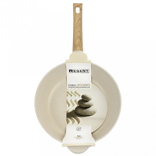 Сковорода с антипригарным покрытием Leggero д26см, h8,5см, s1,5мм, дно s3,3мм, литой алюминий, глубокая, бакелитовая ручка с покрытием soft-touch, Regent (Китай) Подходит для всех видов плит, включая индукционную. - Домашняя мода фото 2