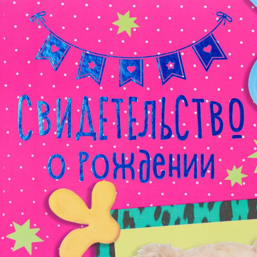 Свидетельство о рождении Мишка тиснение, очки, А5 - Дарим красиво фото 2