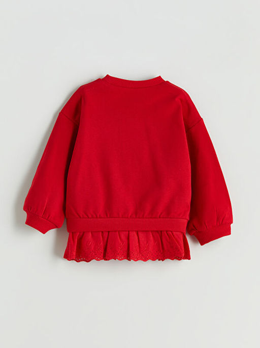 Bisiklet Yaka Nak??l? K?z ?ocuk Sweatshirt