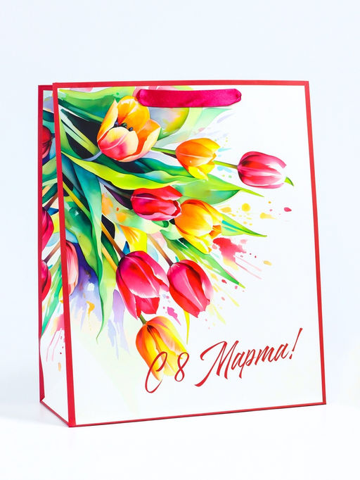 Цена за 2 шт. Пакет подарочный ламинированный вертикальный «С праздником!», M 25.5×30×9 см