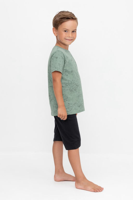 К 1614/динозавры на зеленом,черный пижама дет