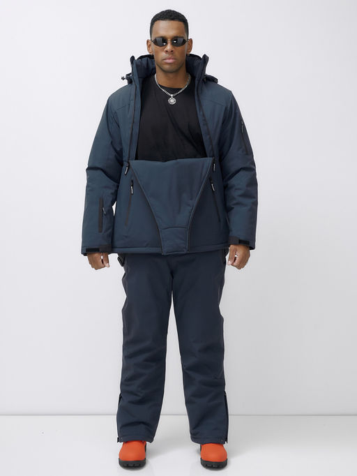 Горнолыжный костюм анорак мужской зимний темно-серого цвета 389TC - Leifensh фото 19