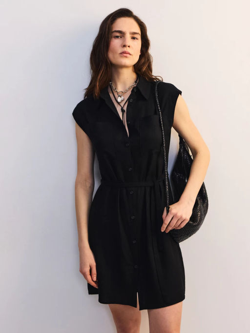 Льняное платье-рубашка с поясом ZR2605012907-50 / Zarina