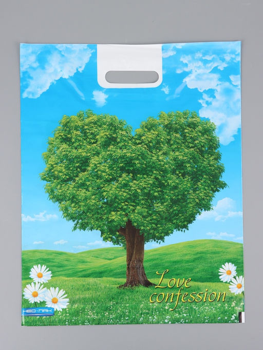 Цена за 25 шт. Пакет "Признание, полиэтиленовый с вырубной ручкой 38х47 см, 60 мкм