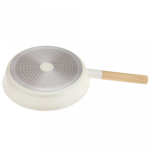 Zeidan Сковорода алюминиевая д28см, h6см, стеклянная крышка с силиконовым ободком и деревянной ручкой, внешнее жаропрочное антипригарное покрытие, внутреннее антипригарное покрытие Neogres, индукционное дно, силиконовые накладки, литая, подарочна - Домашняя мода фото 5