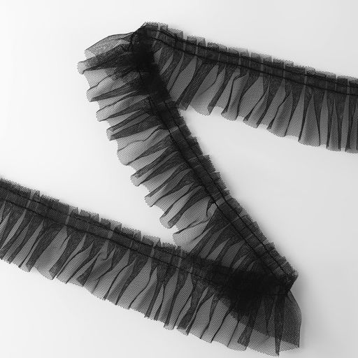 Рюш однослойный, 50 мм, 9 ± 0.5 м, цвет чёрный