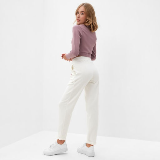 Брюки женские MINAKU: SPORTY & STYLISH, молочные, размер 54