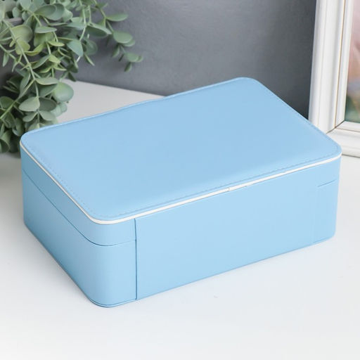 Шкатулка кожзам для украшений С пряжкой голубая 24х18,5х9 см - Simaland фото 5