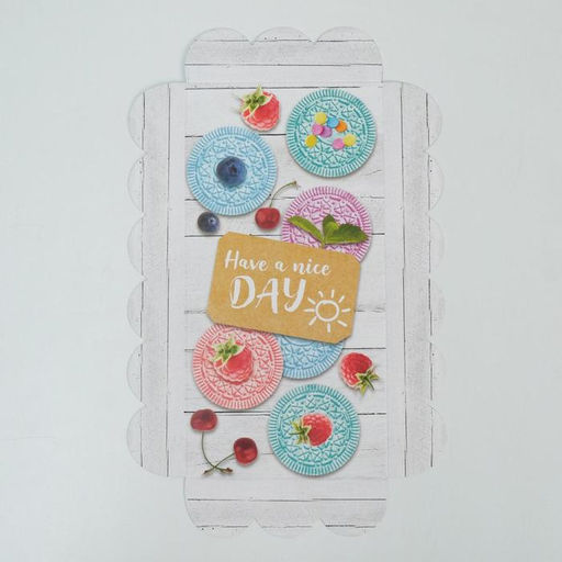 Цена за 5 шт. Коробка для печенья, кондитерская упаковка с PVC крышкой, Have a nice day, 10.5 х 21 х 3 см