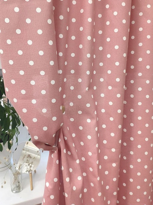 Рогожка Белый горох (11мм) на дымчатой розе, СОРТ2, ш.1.5м, хлопок-100%, 160гр/м.кв - Купава фото 6