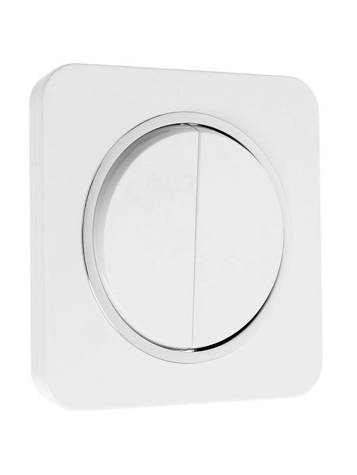 Выключатель, серия Circular, 10 А, двухклавишный, скрытый монтаж, серебристая рамка, белый - Simaland фото 3