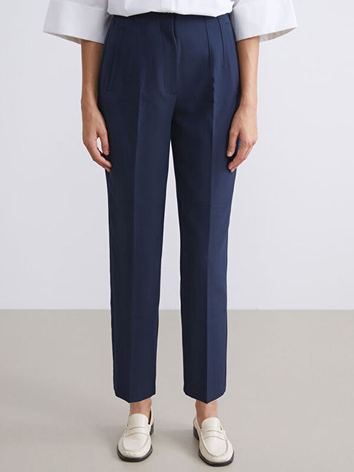 Y?ksek Bel Cigarette Pileli Kad?n Pantolon