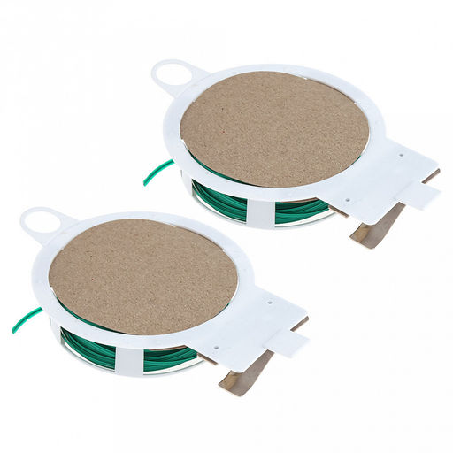 Шнур для подвязки растений, для скрепления проводов, завязывания пакетов и других мелких бытовых нужд 2х20м, на пластиковой катушке, с ножом, мягкая металлическая проволока, полиэтилен, на картоне, цвет зеленый (Китай)